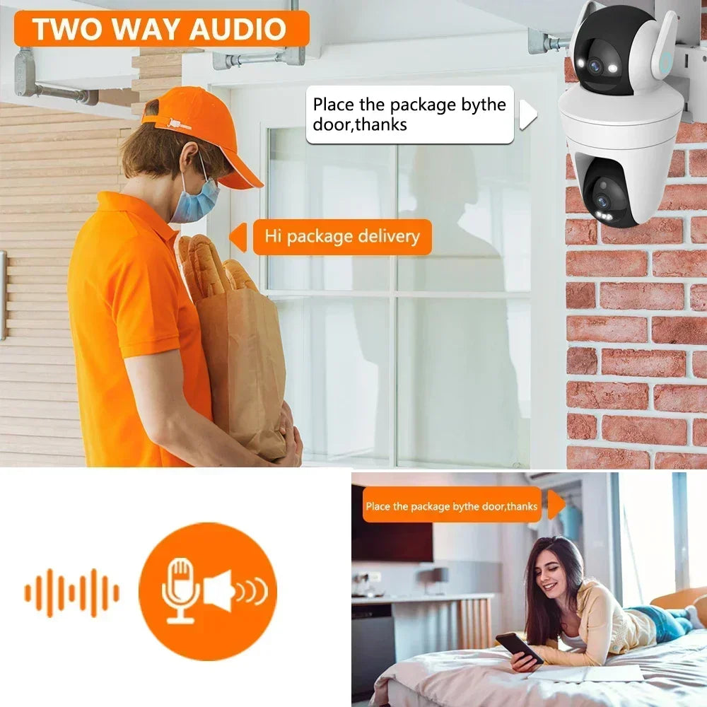 Cámara de Seguridad 360° Dual Pantalla 10MP con Visión Nocturna