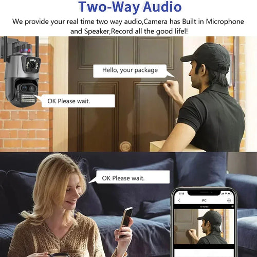 Cámara de Seguridad Exterior 6K 12MP con Zoom y Seguimiento Automático