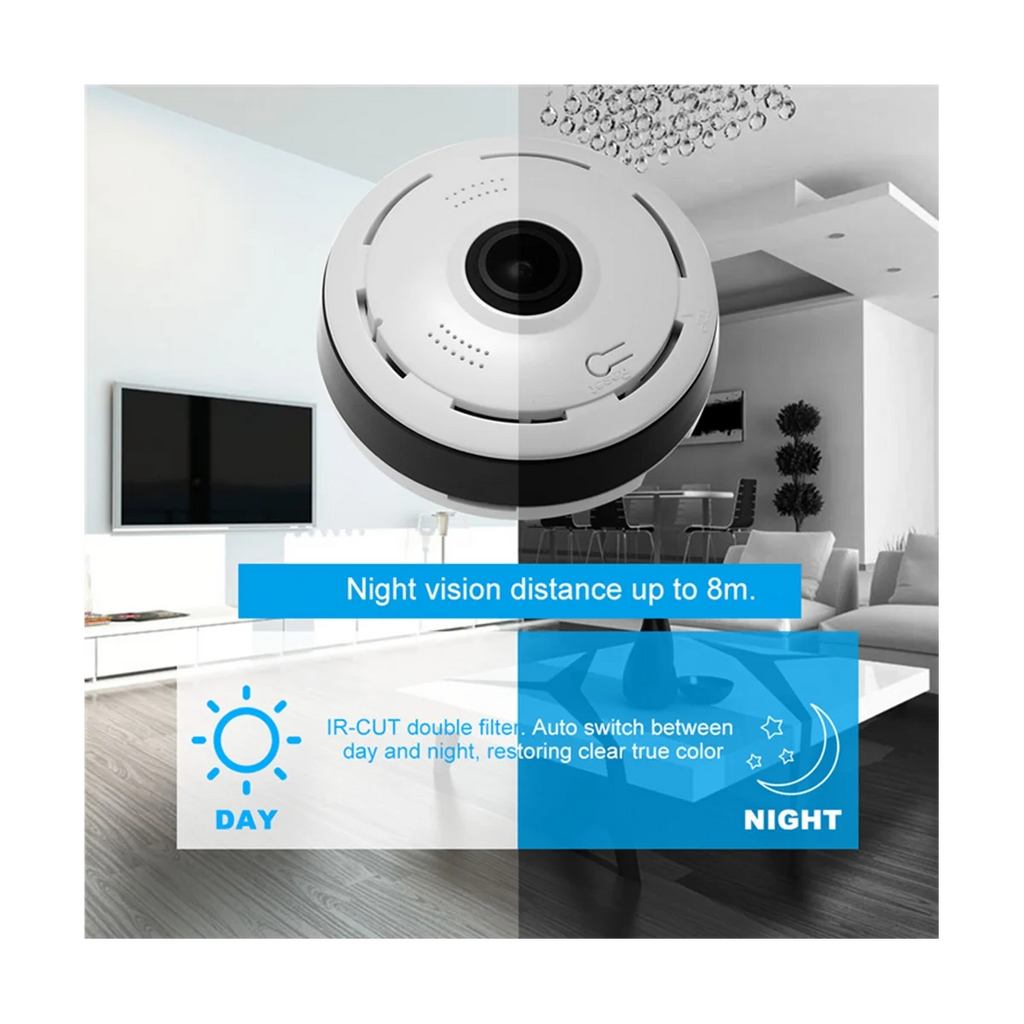 Cámara CCTV 360° Panorámica HD con Control Remoto