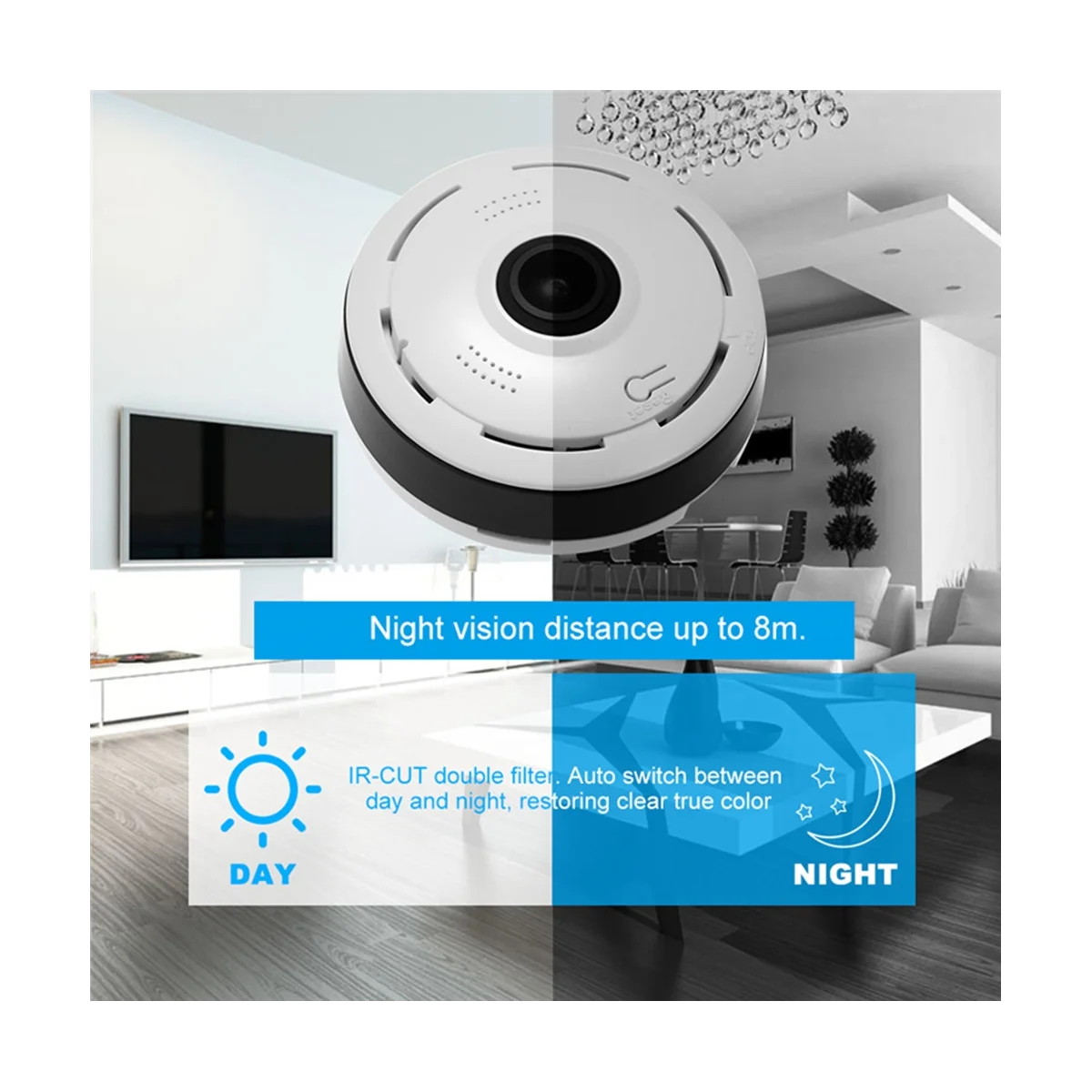 Cámara CCTV 360° Panorámica HD con Control Remoto