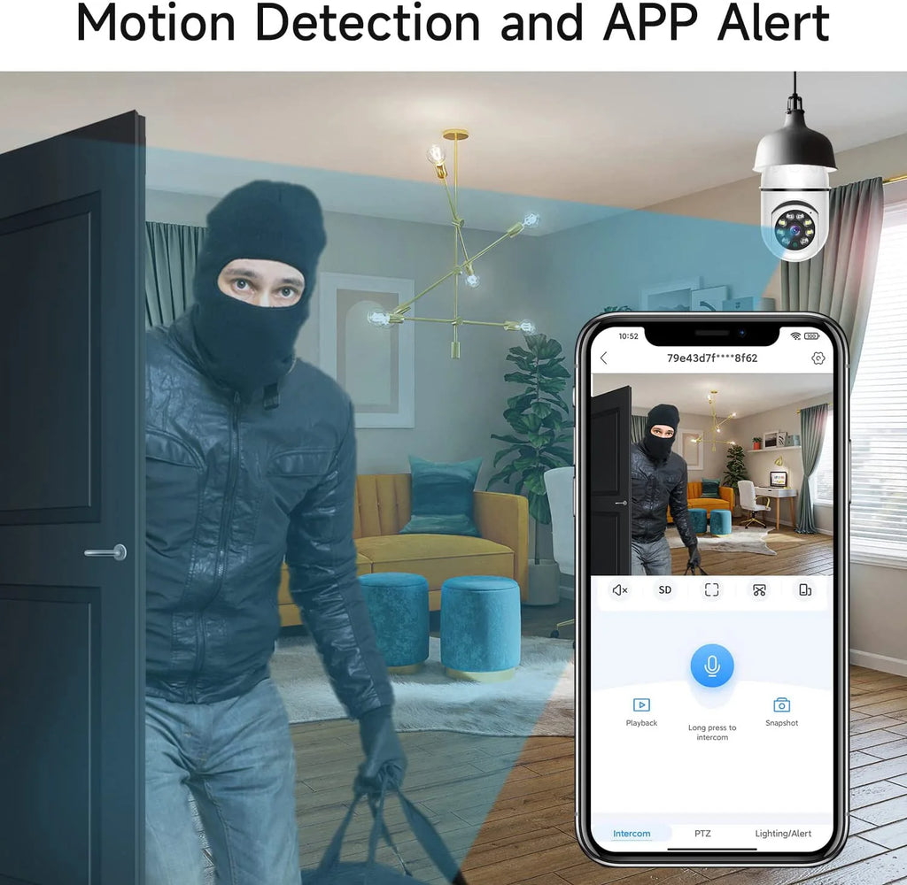 Cámara Foco WiFi E27 360° con Visión Nocturna y Control desde App