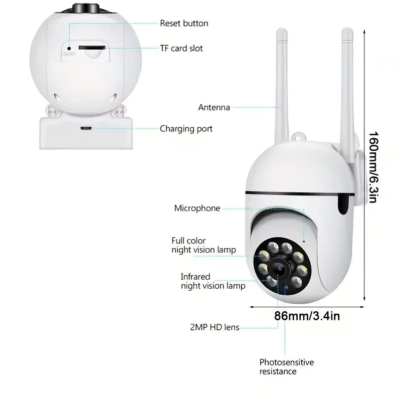 Cámara de Seguridad WiFi 8MP con Visión Nocturna y Sensor de Movimiento